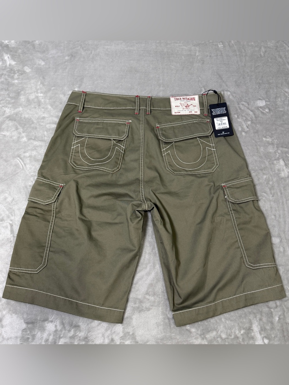 True Religion Cargo Shorts Y2K Baggy Fit Kalamata Green Men's 34 New NWT $124